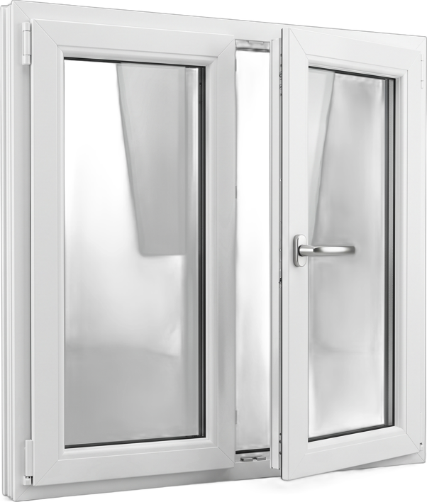 Fereastră PVC cu două canate, deschisă